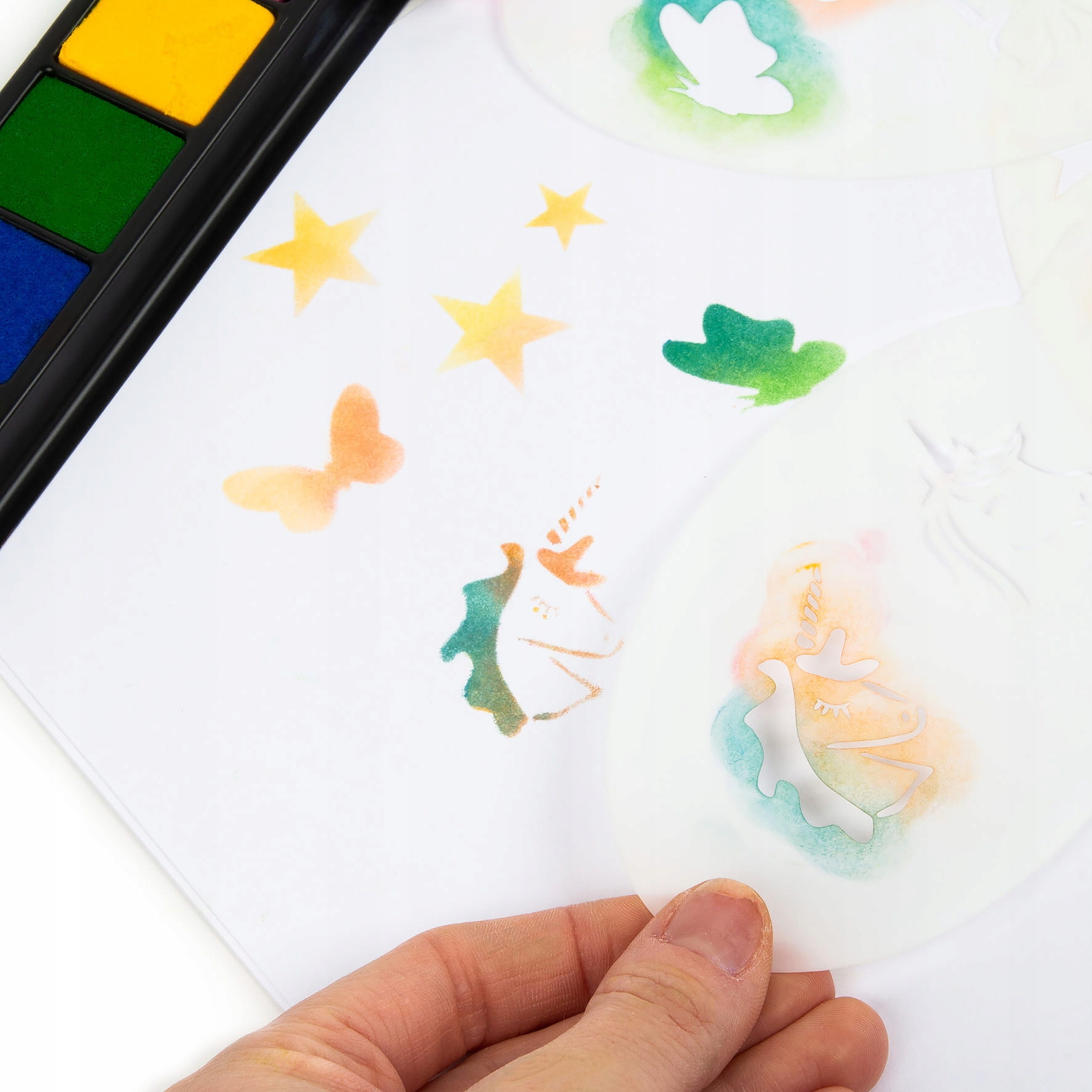 Stempelki Cieniujące z Szablonami 5 Kolorów Aplikatory Z Gąbeczką 3M+ Kidea Marka Kidea