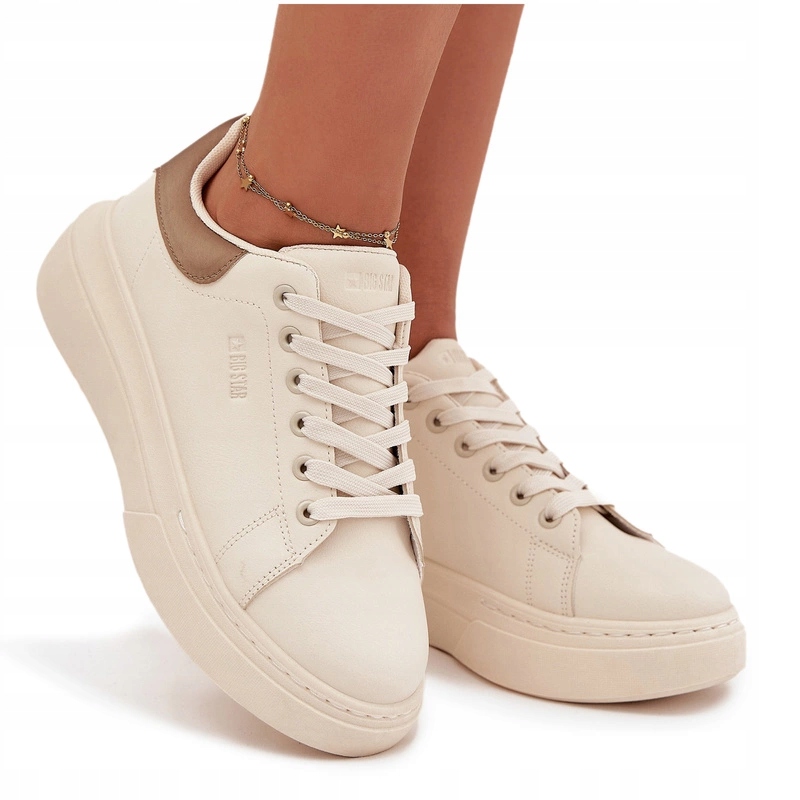Dámské Tenisky Z Eko Kůže Platforma Big Star SS274246 Světle Béžové 39