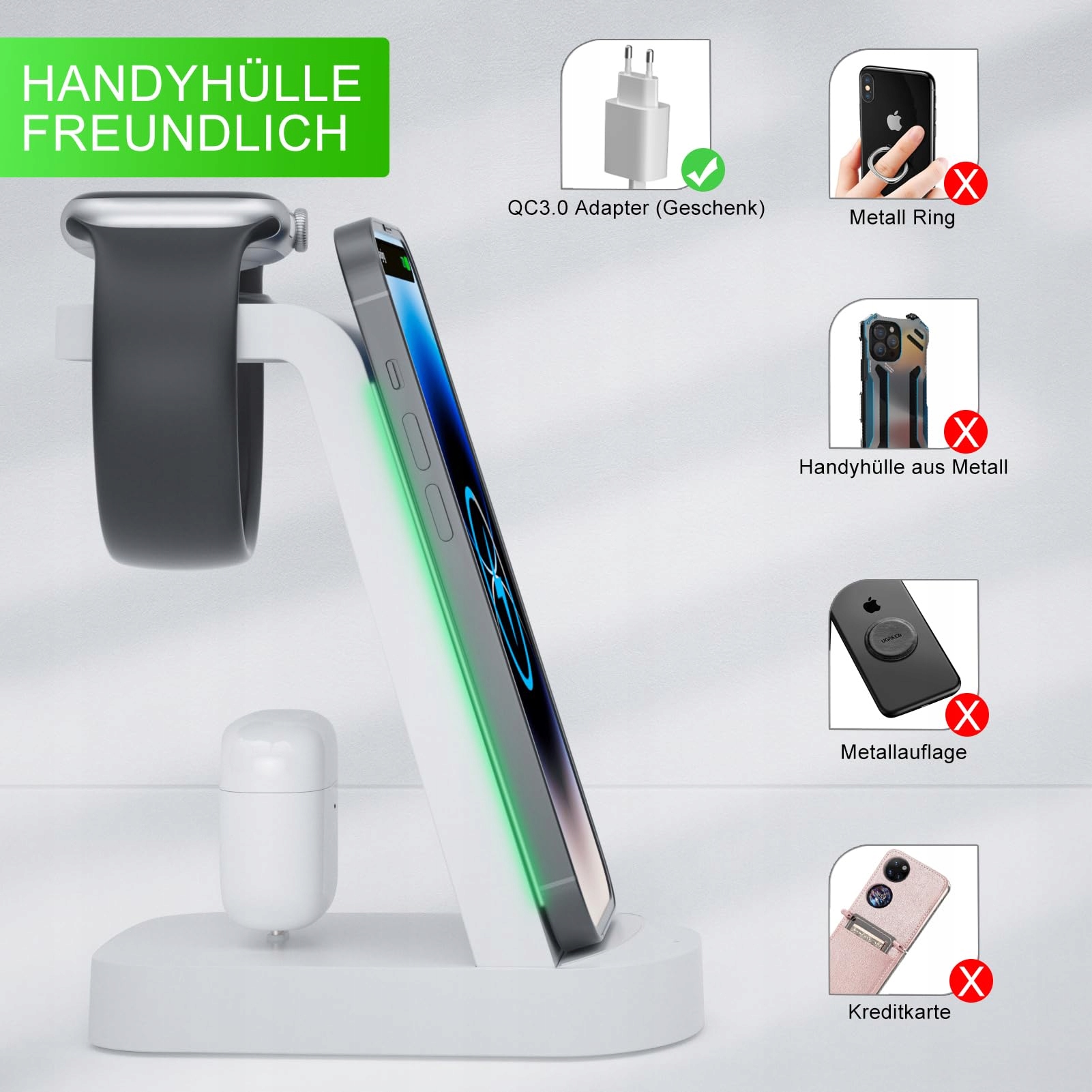 INNISTO UNIVERSAL Ładowarka 3w1 Do iPhone Apple Watch AirPods — miniatura 3