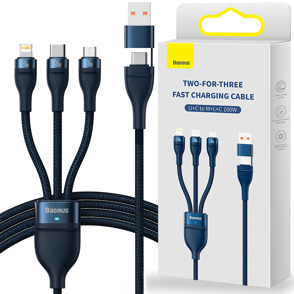 

Baseus Kabel 3w1 Usb-c Micro Usb Lightning 100W