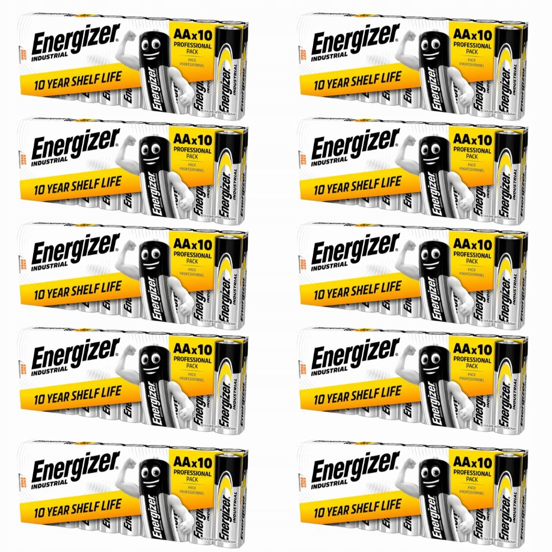 100x Alkalické baterie Energizer Industrial Aa LR6 1,5V Silné Tužkové Baterie