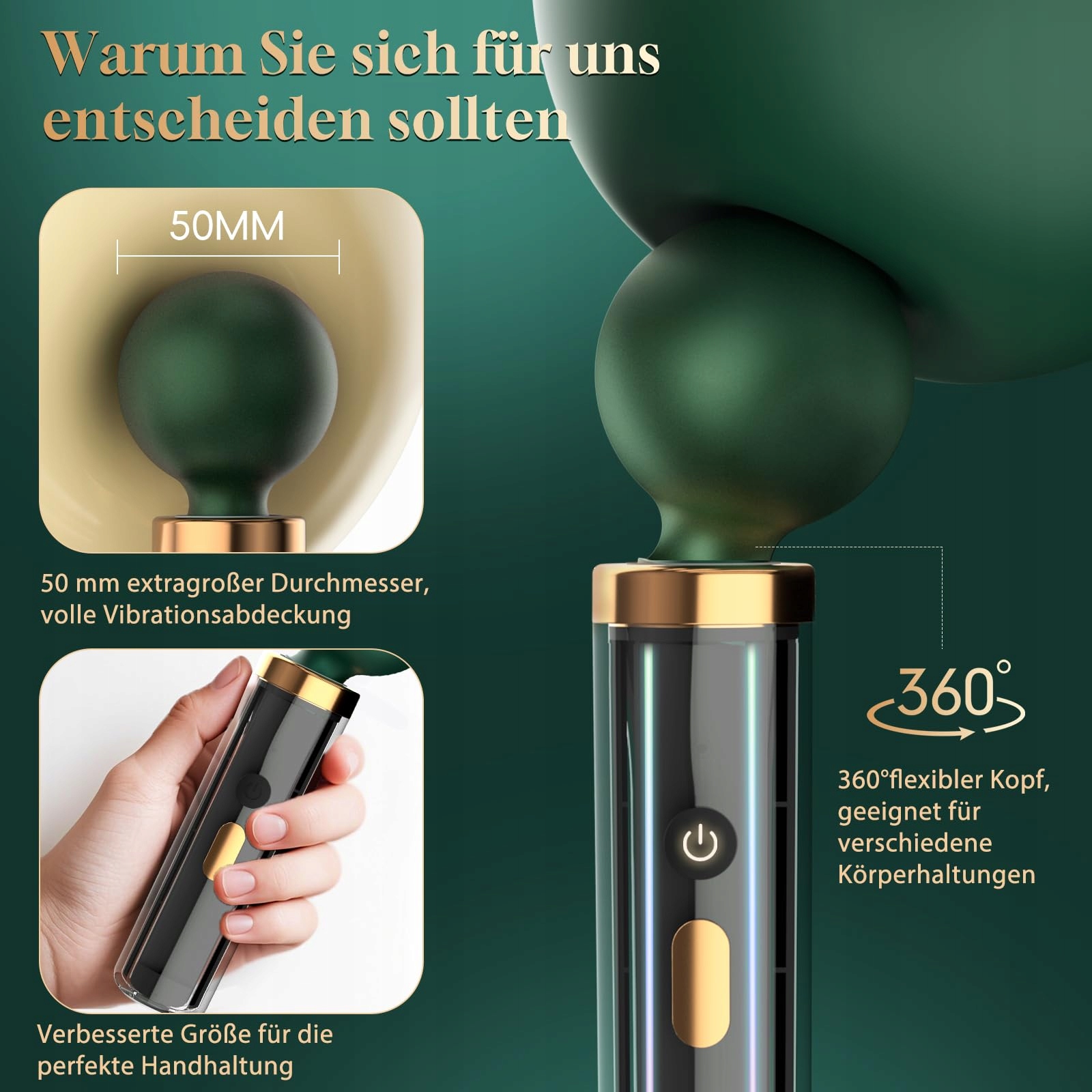 HIMITSUNA Magiczna Różdżka Wibrator Dla Kobiet 10 Trybów Cicha Mocna — miniatura 7