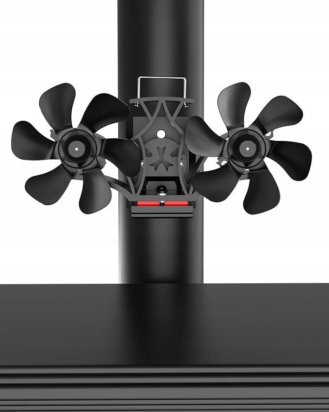 Wentylator kominkowy z podwójną głowicą 6 łopatek Moc cieplna Czarny