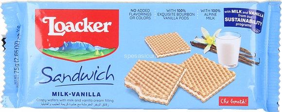 Levně Loacker Sandwich Wafle překládané mléčným vanilkovým krémem 25 g 25 kusů