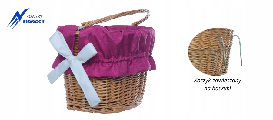 

Koszyk wiklinowy rowerowy zawieszany z wkładem mat