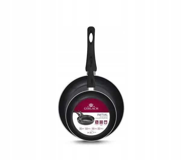 Patelnie Gerlach Initial Ceramiczne Zestaw 24 28 CM Indukcja Czarne