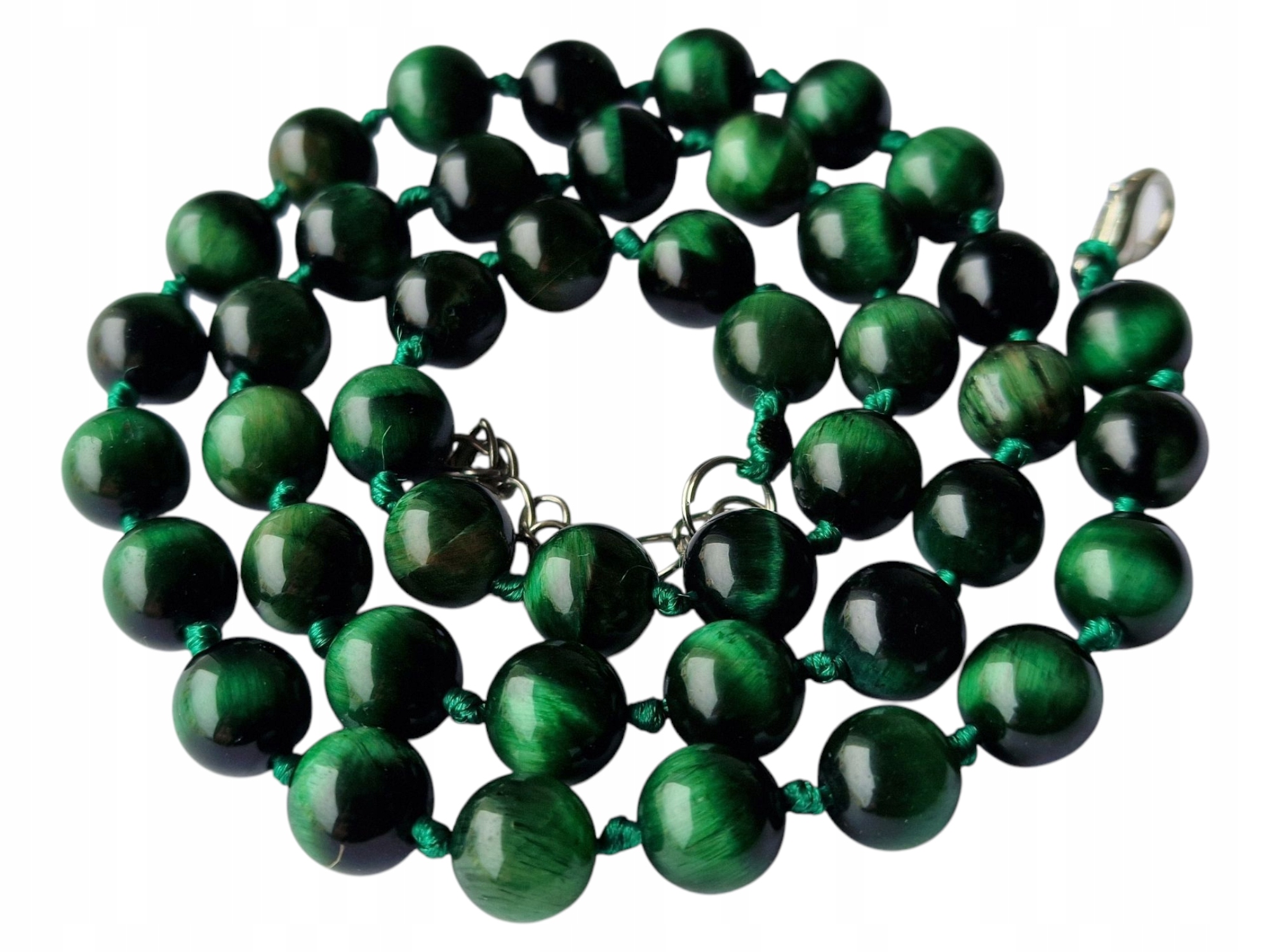 Vintage Smaragdově Zelené Tygří Oko Náhrdelník Dobrá Aura