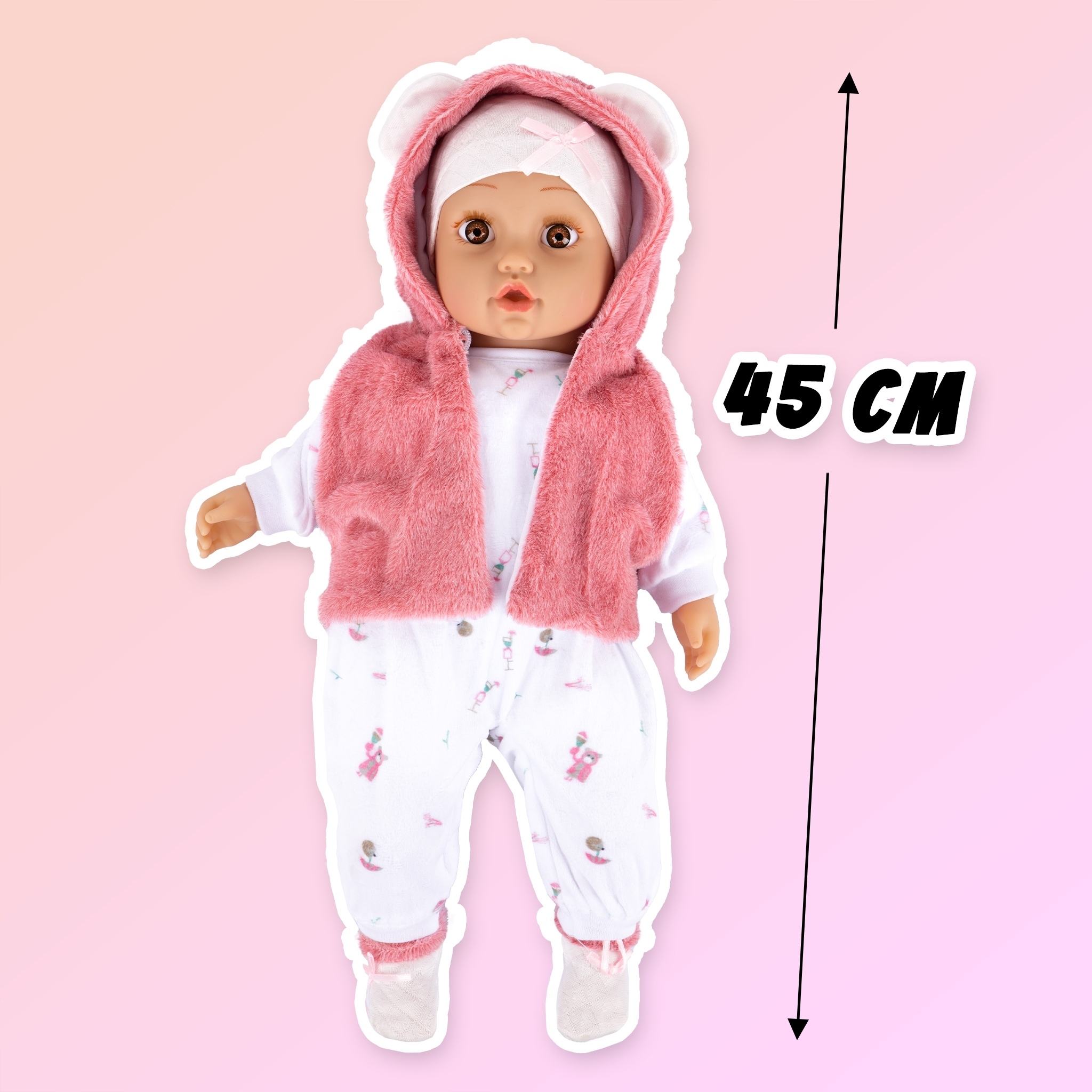 DUŻA LALKA BOBAS INTERAKTYWNA ŚPIEWA I MÓWI PO POLSKU 45CM Wysokość produktu 45 cm