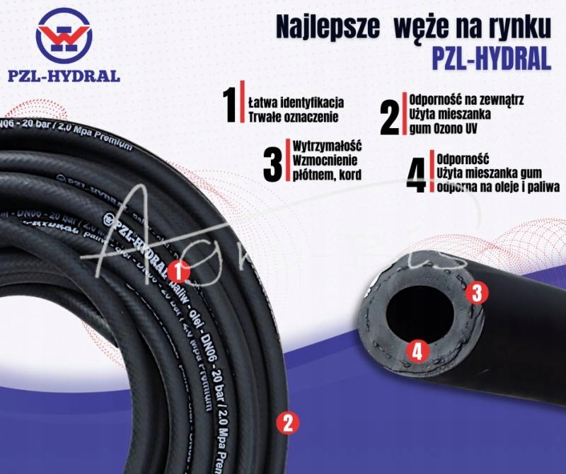 Wąż do paliw olei DN04 FI-4 20 bar 2.0 Mpa 20m Pre Producent części Hydral