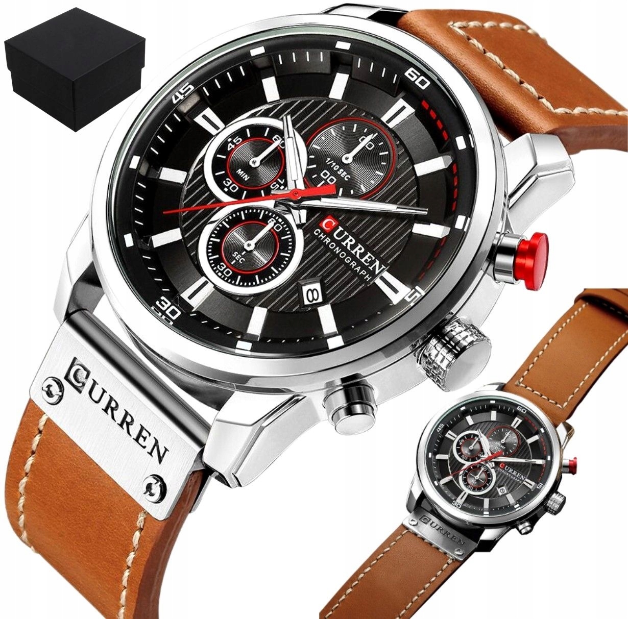 

Curren Zegarek Military Męski Skóra Chronograf Box