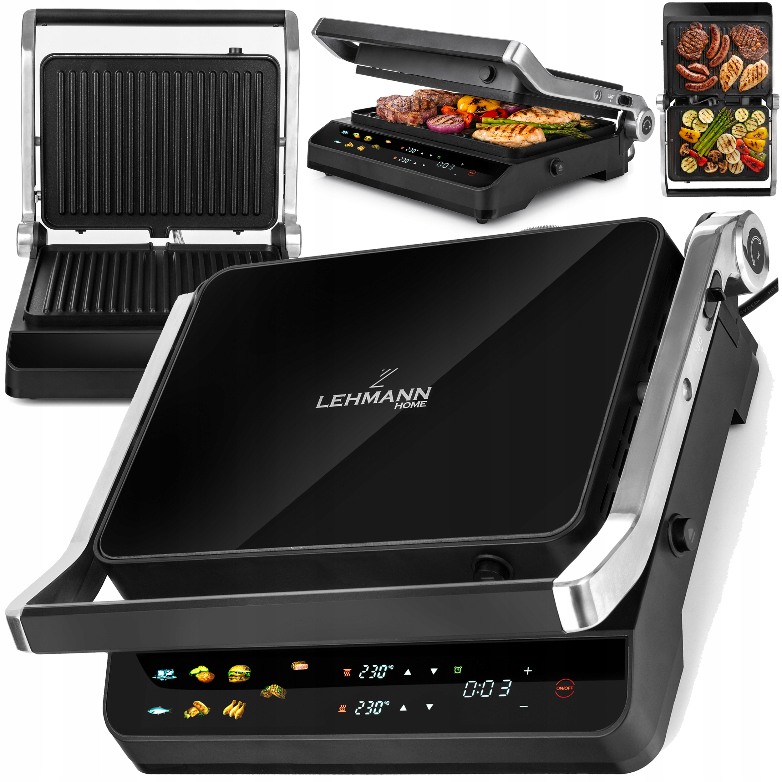 Elektrický Rozkládací Gril Toustovač Pro Sendviče Panini Timer 2000 W