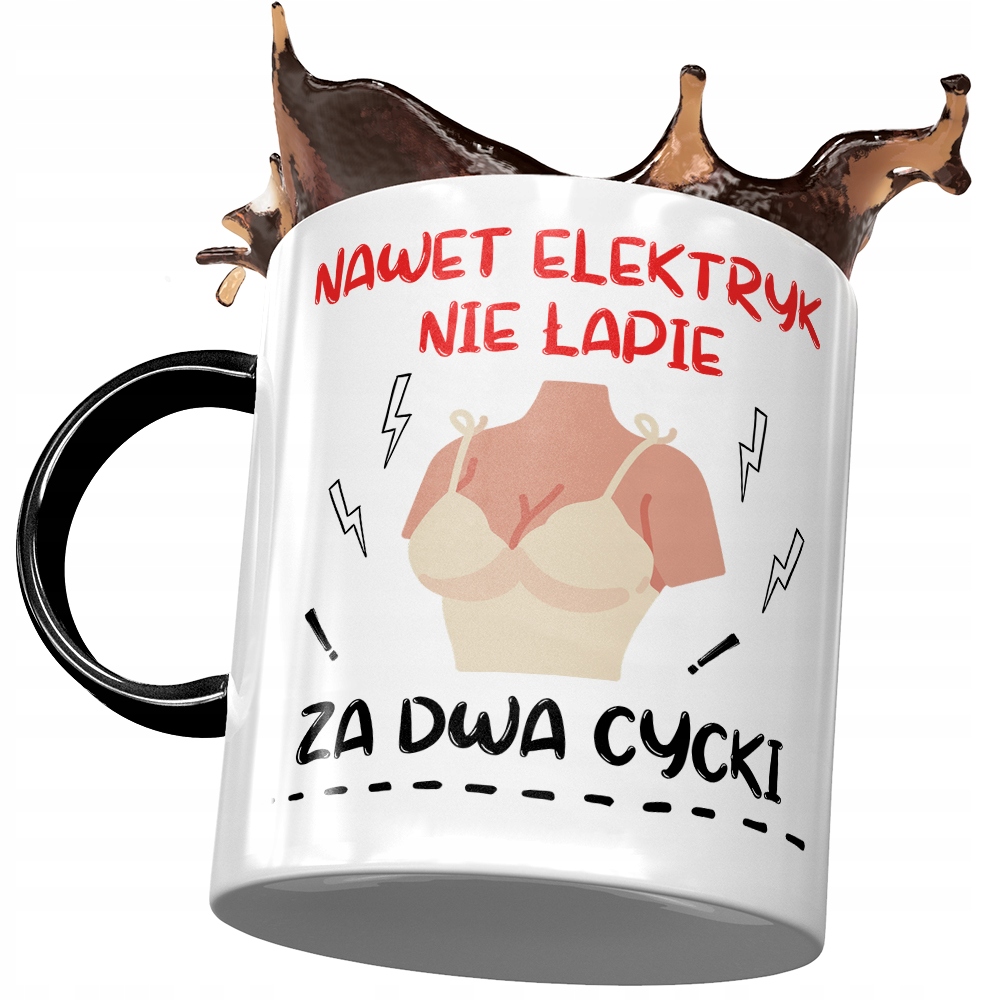 

Kubek Czarny Śmieszny Zabawny Za Dwa Cycki