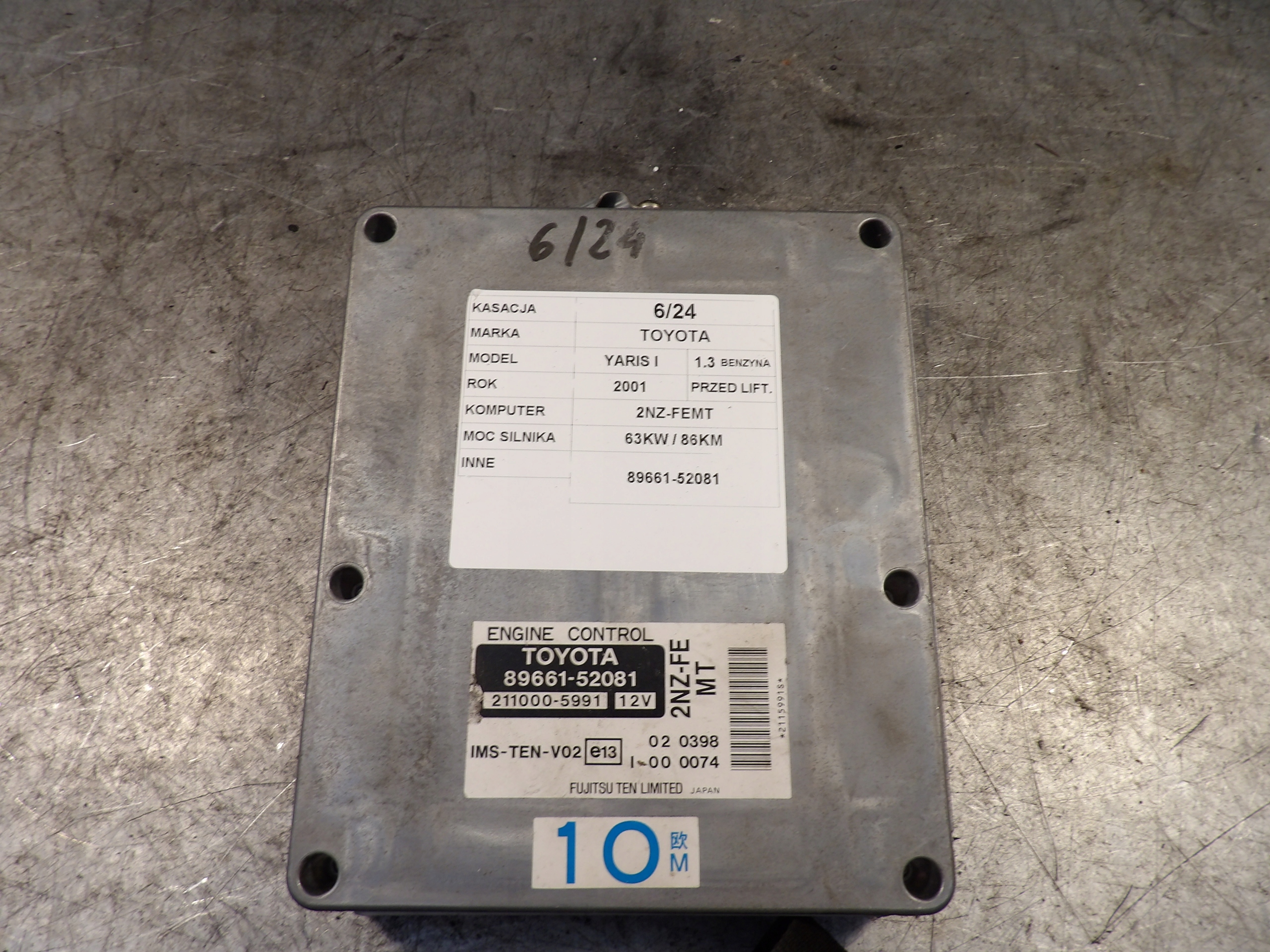 Toyota Yaris e computer, Centralina 89661-52081 211000-5991