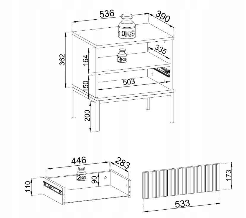 Stolik nocny Sento kaszmir Głębokość mebla 39 cm