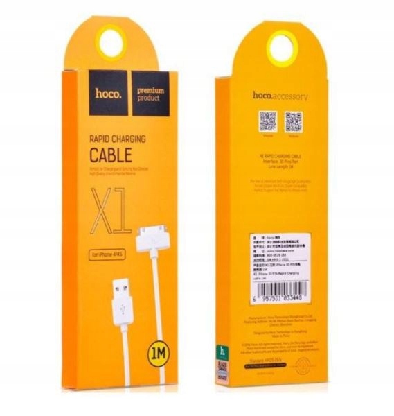 

Kabel Usb do iPhone 4 4S 30 Pin Hoco X1 1m biały