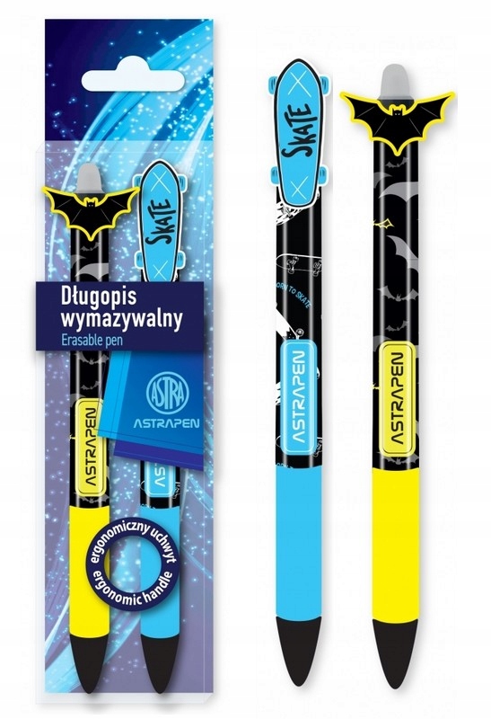 ASTRA DŁUGOPIS WYMAZYWALNY ŚCIERALNY SKATE zestaw 2 długopisów