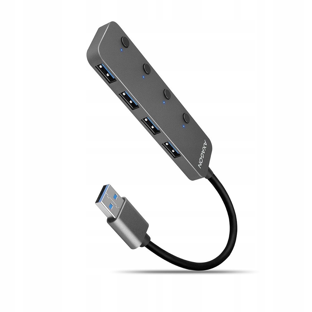 Axagon Hue-msa Hub 4-portowy Usb 3.2 Gen 1 switch metalowy 20cm kabel