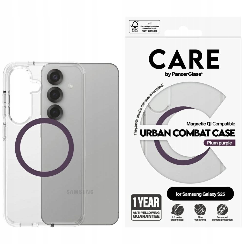 Pouzdro PanzerGlass Flagship Urban Combat Purple Qi pro Samsung Galaxy S25