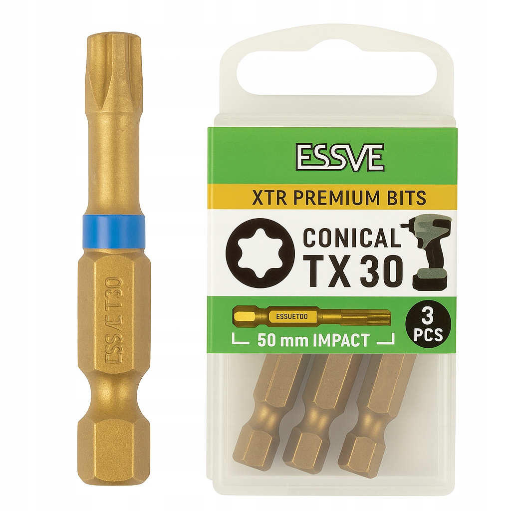 Bity Essve Xtr TX30 50mm, stożkowe udarowe 3szt.