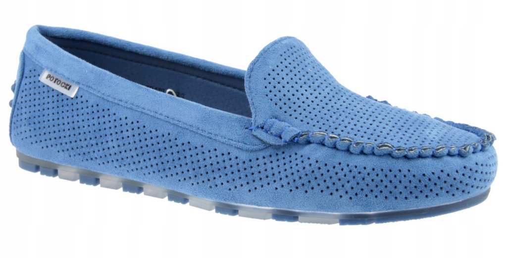 Półbuty Potocki 09301 Niebieskie Mokasyny Ażurowe R. 38