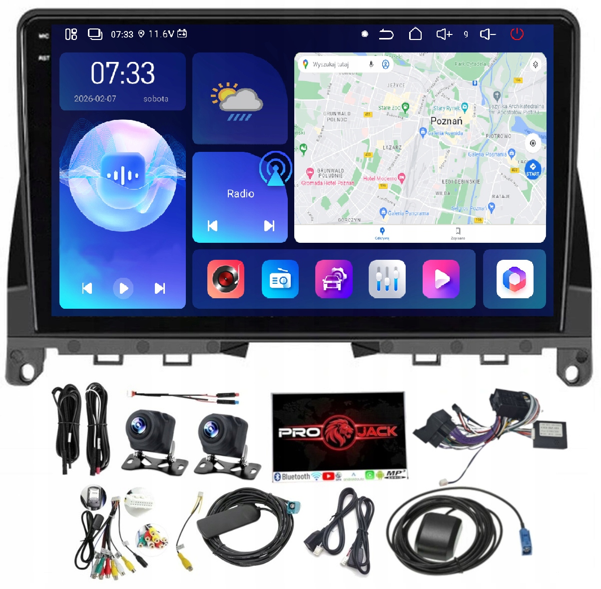 Navigační Rádio Carplay Android Mercedes W204 2007-10 Usb 6GB 128GB Sim