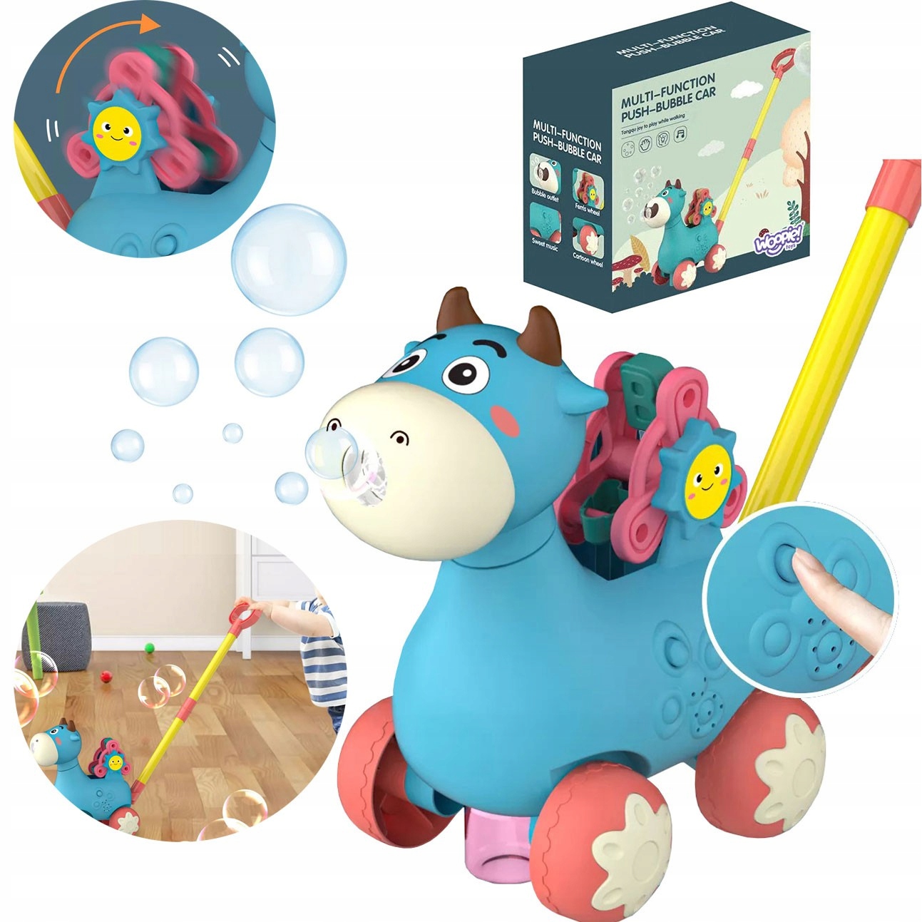 

Krówka Pchacz Do Pchania Bańki Mydlane +dźw Woopie