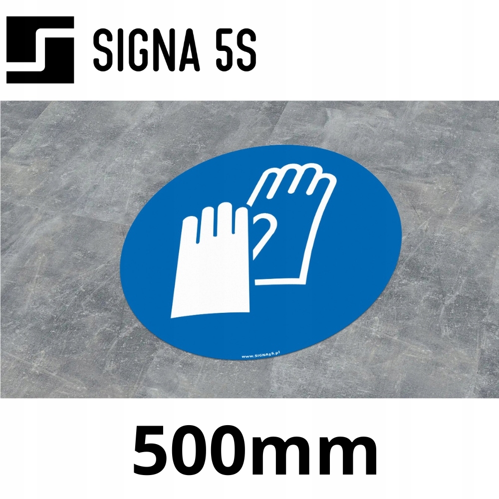 Podlahová značka SafeWalk „Příkaz k použití ochrany rukou“ 50 cm R10