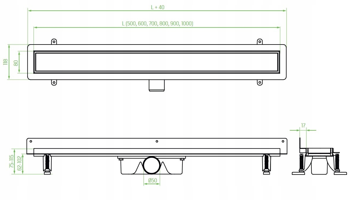 Odpływ Liniowy 60 cm Przyścienny Różowe Złoto EAN (GTIN) 5907791190819