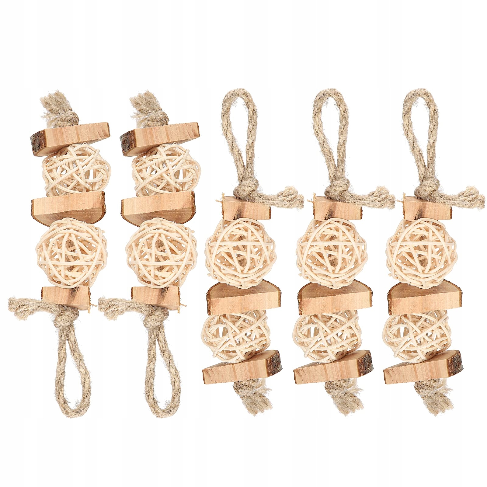 KAUSTÄBCHEN Zabawki Dla Papug Zestaw 5 Sztuk Naturalne Drewno i Rattan — miniatura 3