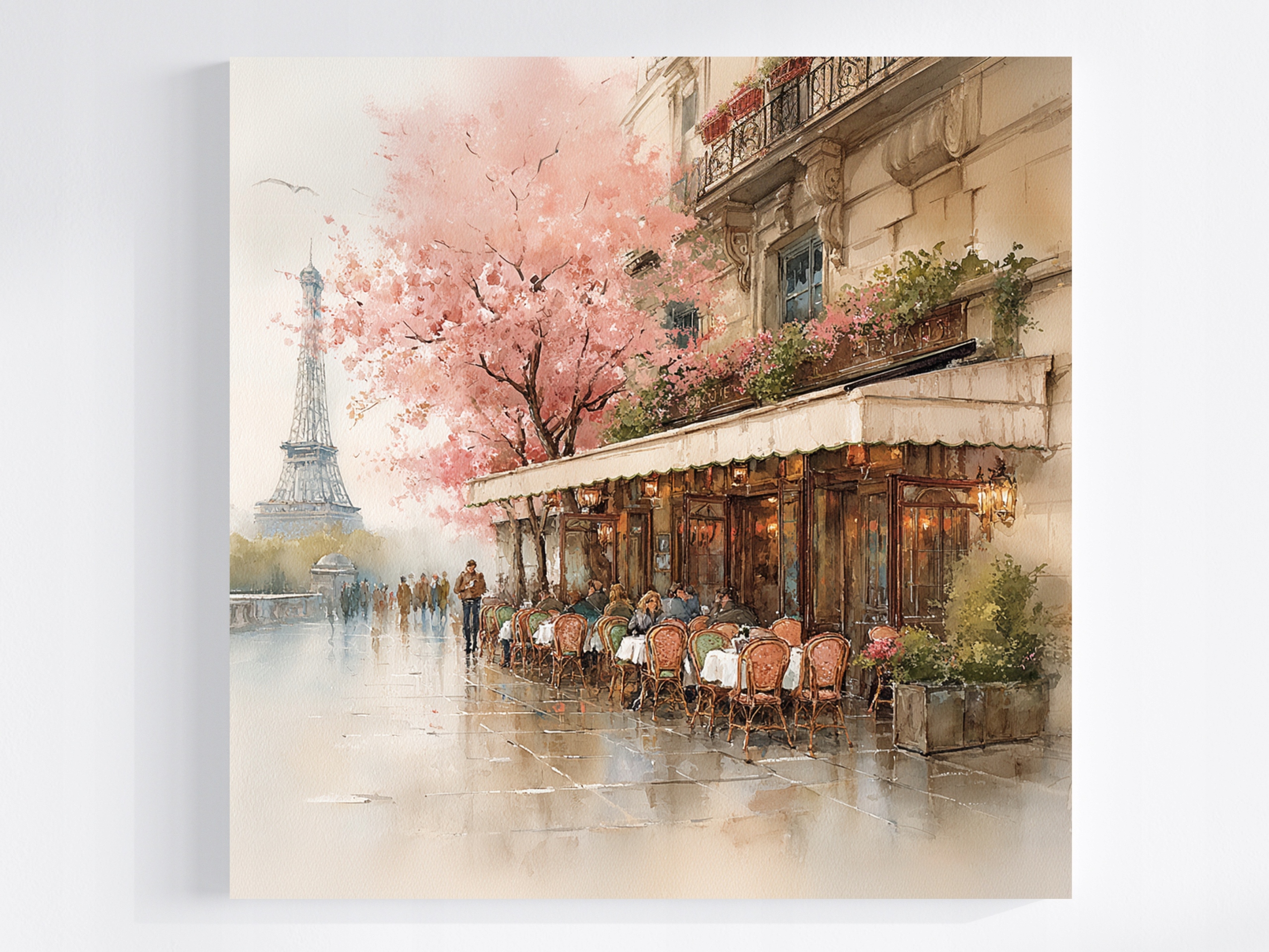 Obraz Na Plátně Canvas Francie Paříž Eiffelova Věž Kavárna Jaro 80x80