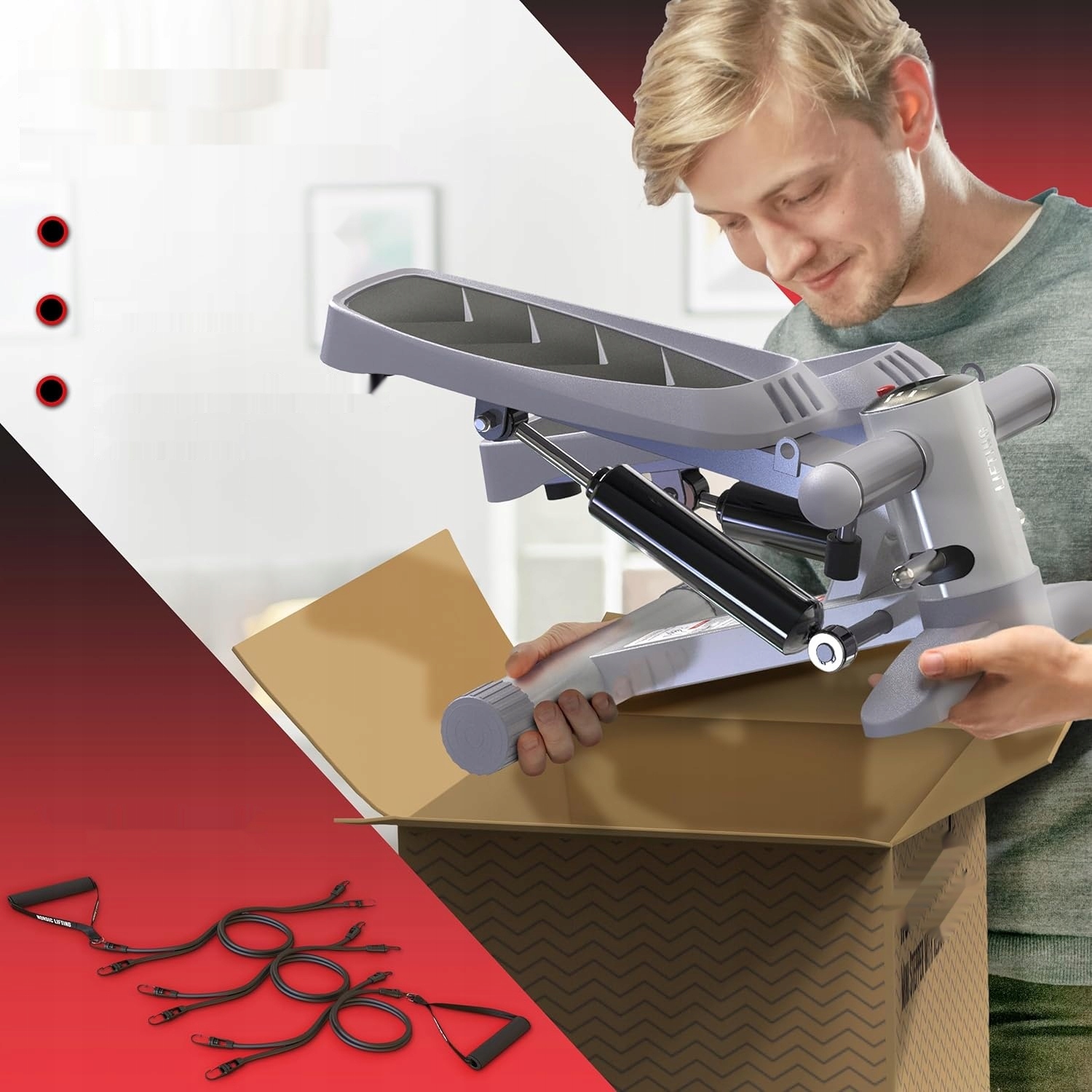 Міні-степпер Nordic Lifting - з резистентними гумами, протиковзкі педалі Модель MiniStepper-01