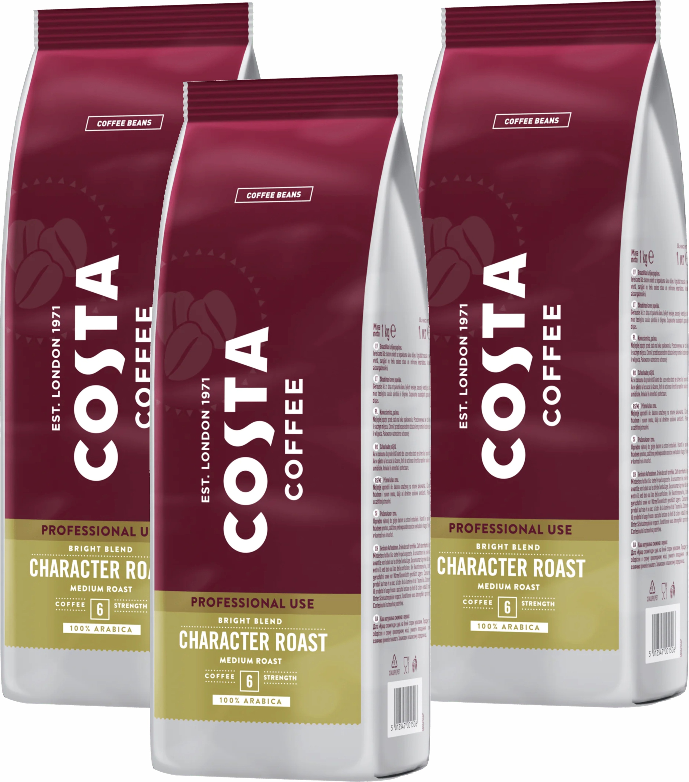 Levně Káva zrnková Costa Professional Bright Blend 3 x 1 Kg