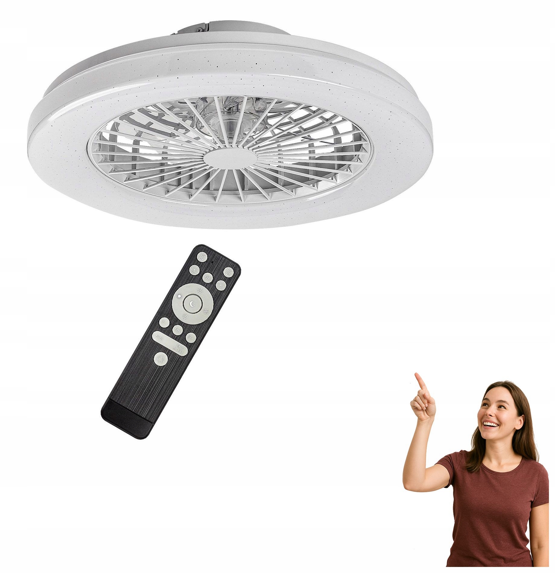 Stropná lampa s ventilátorom Led ventilátor 48 W Rgb s diaľkovým ovládaním Dalfo