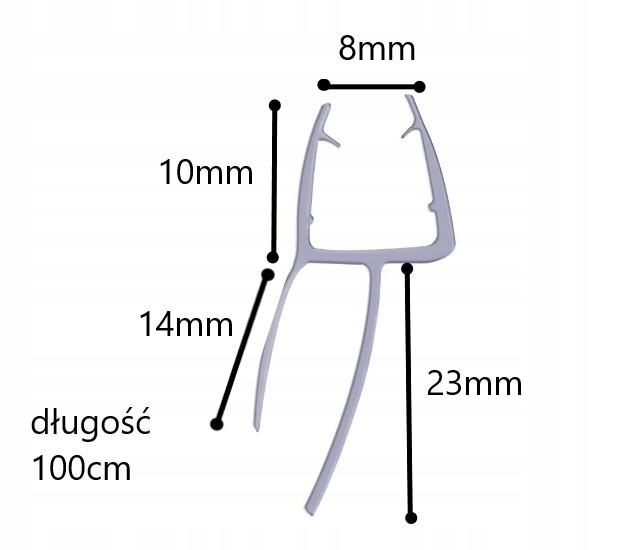 Uszczelka do kabiny prysznicowej okapnik 8mm 100cm Rodzaj uszczelka