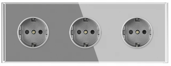 skleněná zásuvka trojitá zásuvka kontakt šedá moderní nad omítku 230v