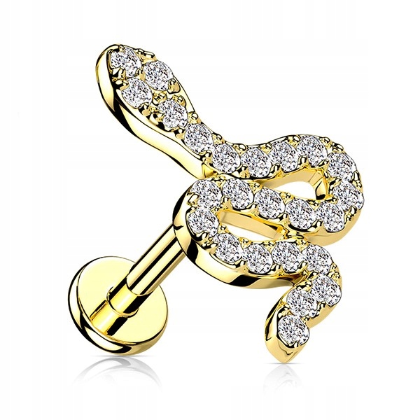 

Labret kryształowy wąż 1,2/6 złoty