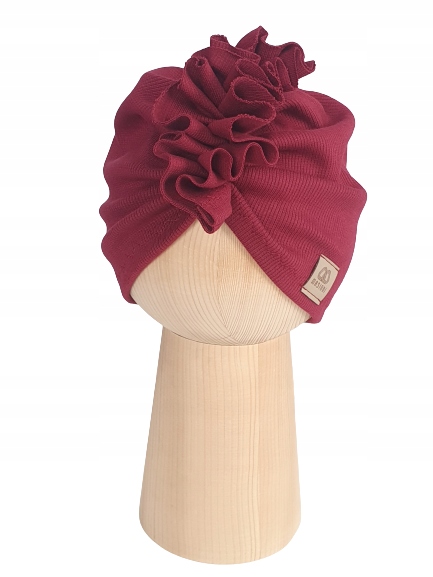 

Czapka Turban Prążek, Polski Produkt Bordo 36-39cm