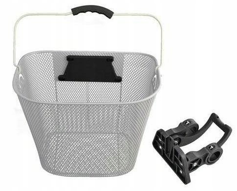 Koszyk na rower metalowy przód biały - klips