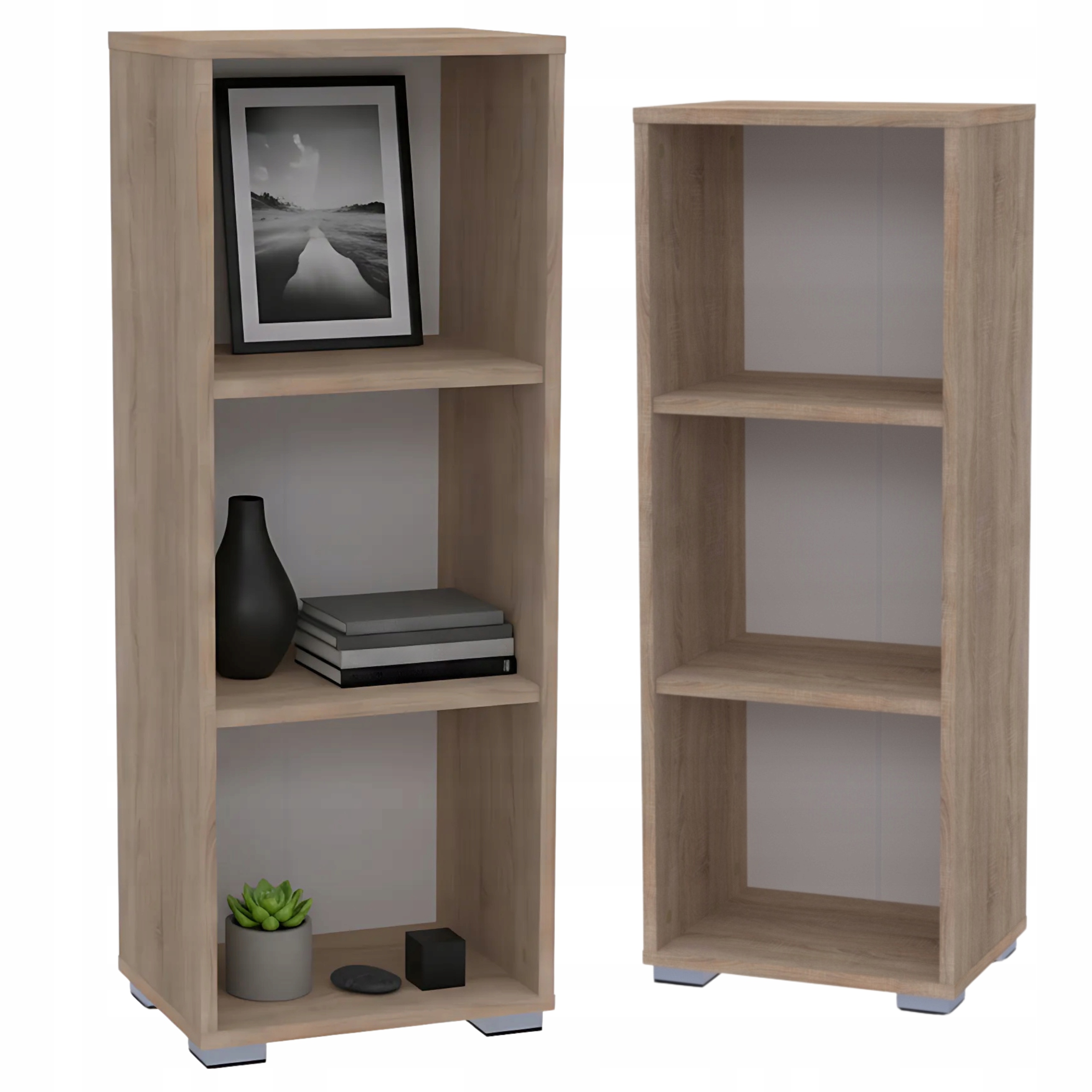 Regál na knihy Dub Sonoma kancelářský Úzký Stojící Nízký Otevřený 40 x 106 cm