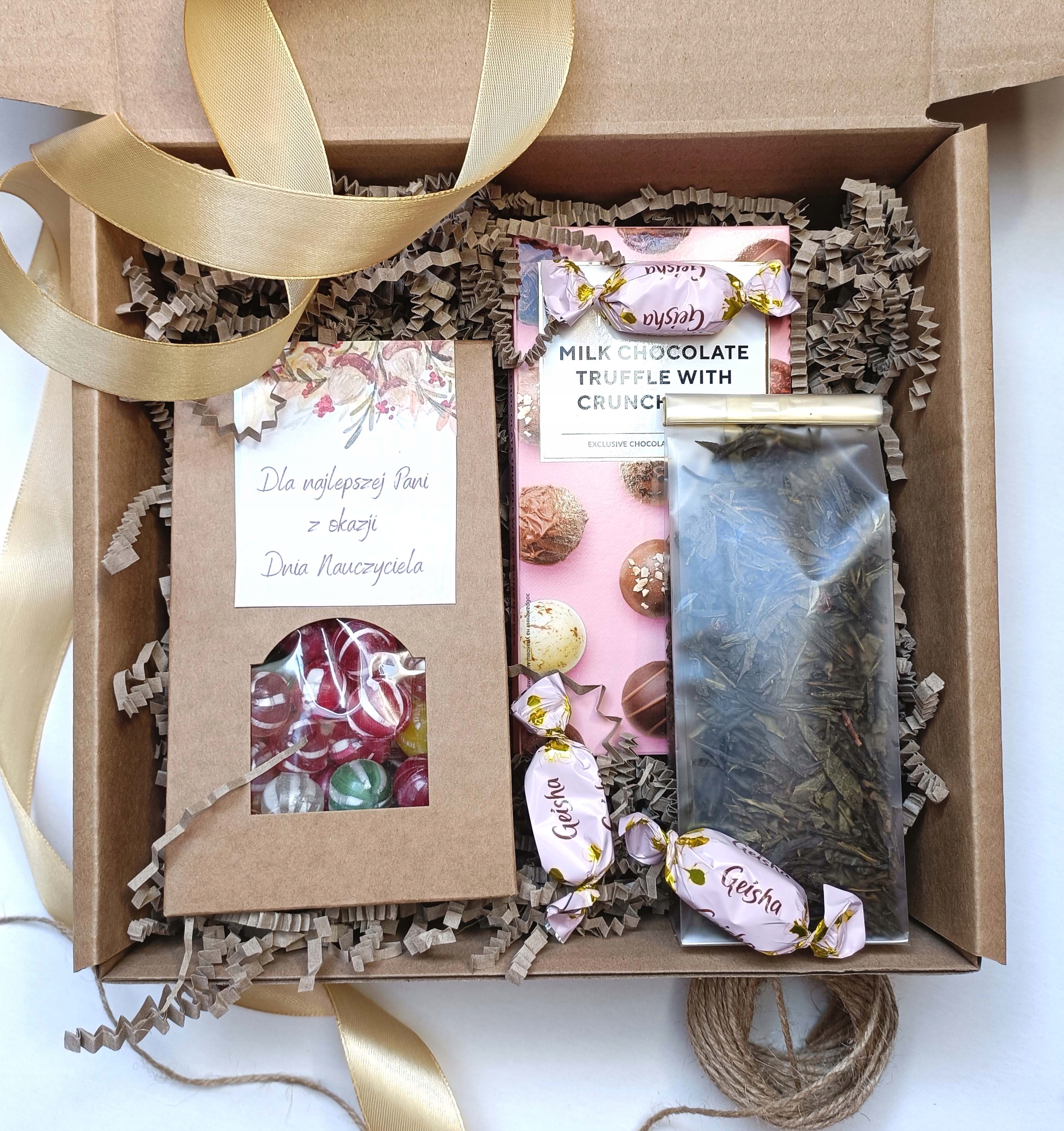 Levně Dárková krabička Den učitelů Dárek Sladkosti Čaj Krabička