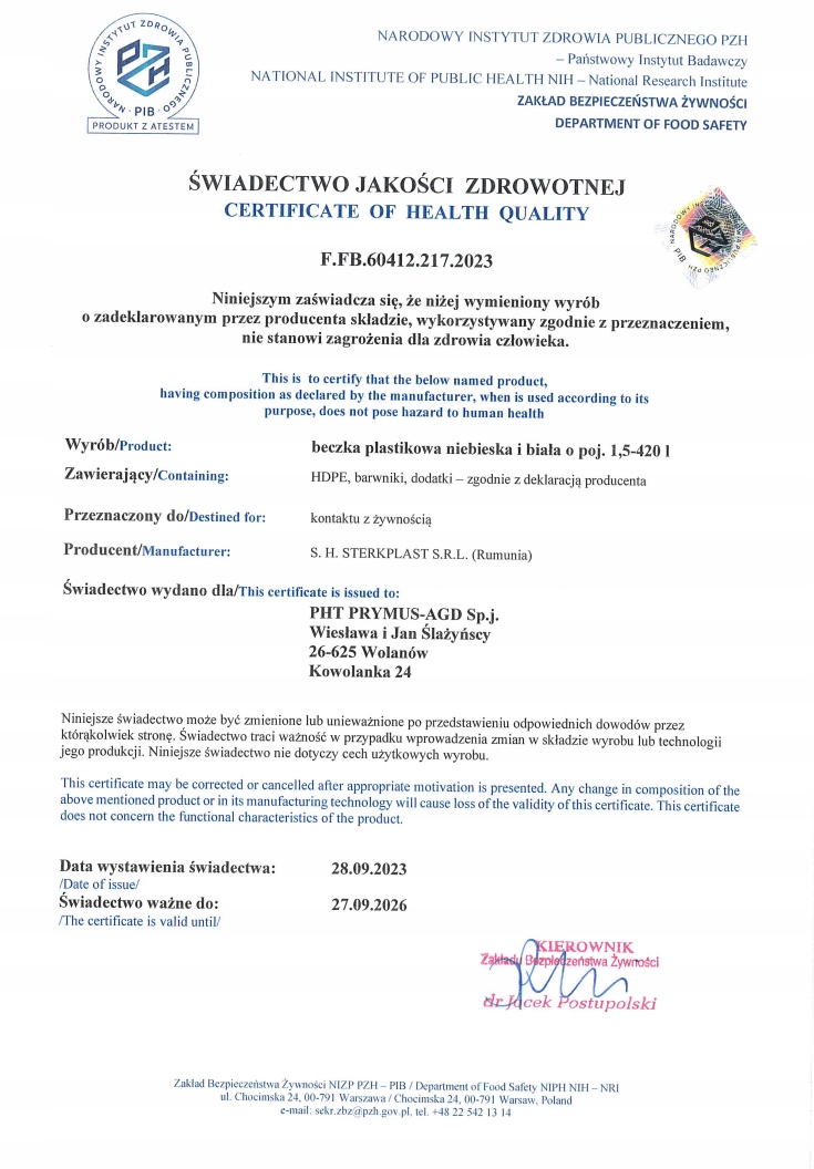 BECZKA PLASTIKOWA 10L DO KISZENIA KAPUSTY ATEST Marka Sterk