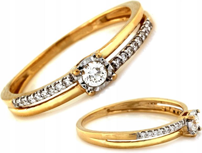 Prstýnek 585 dvoubarevný s brilianty 0.14 ct r14 pro zásnuby