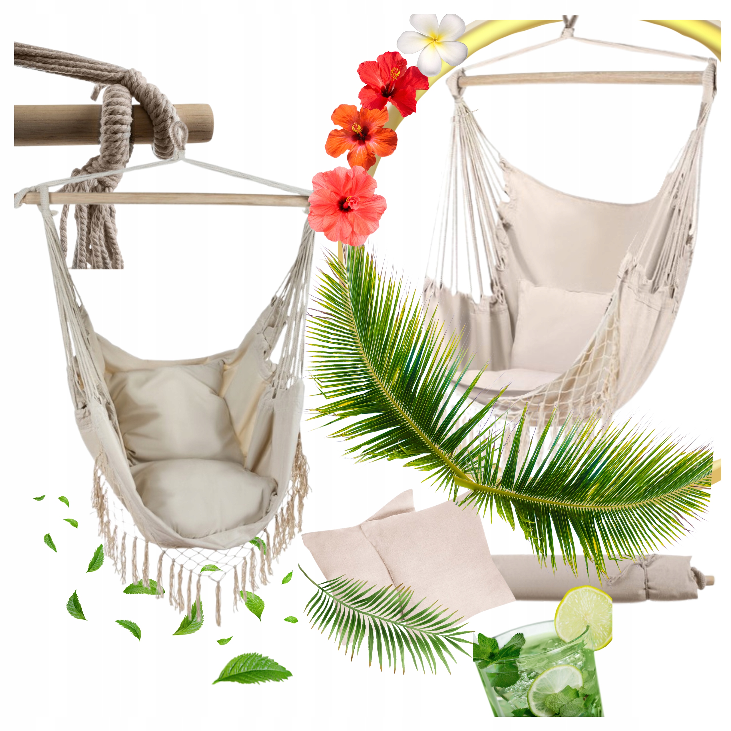 Závěsné křeslo brazilská zahradní houpací síť béžová Gardlov 120 kg