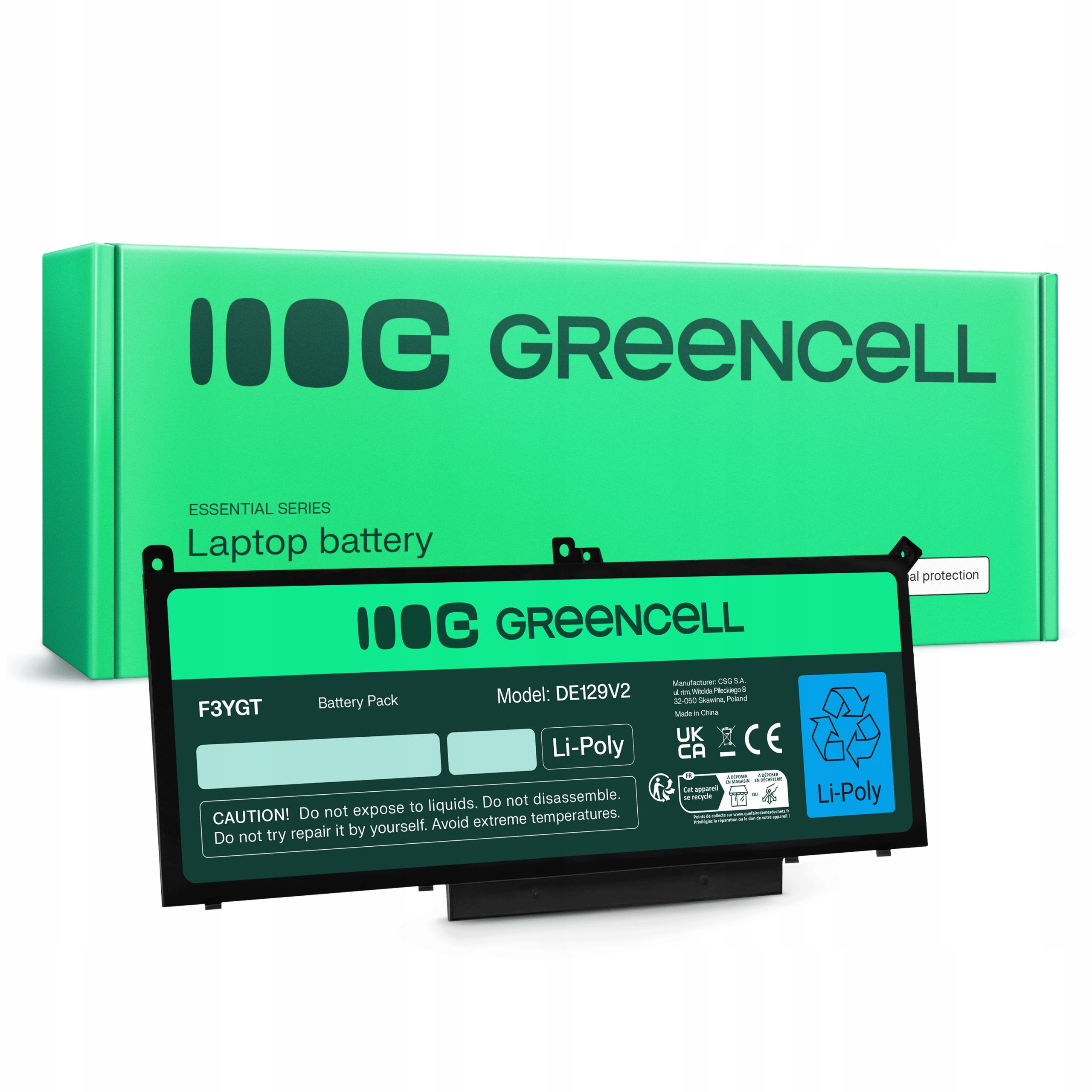 Bateria Green Cell F3YGT do Dell Latitude 7280 7290 7380 7390 7480 7490
