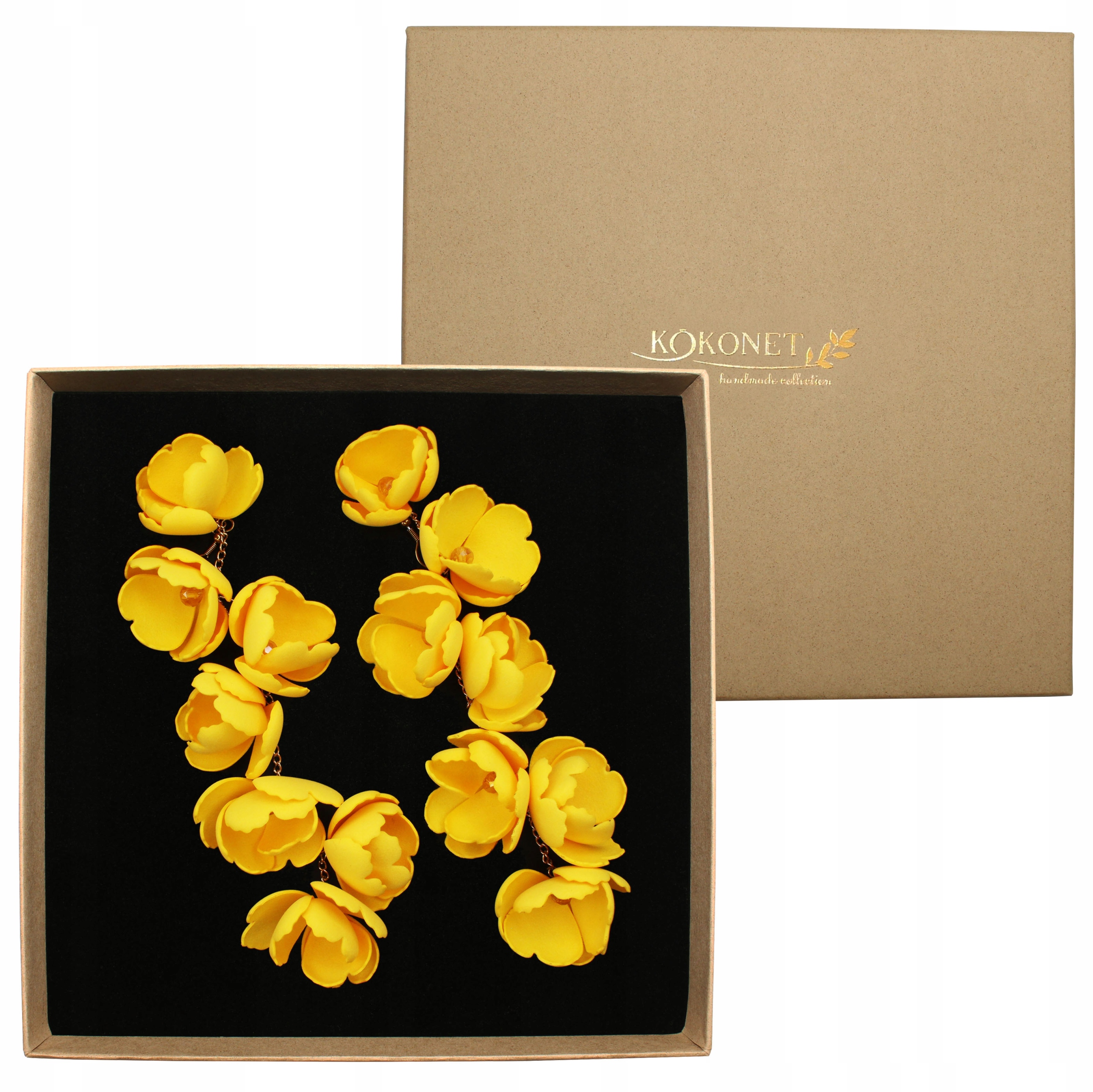 Náušnice žluté elegantní zlaté Květinky Boho