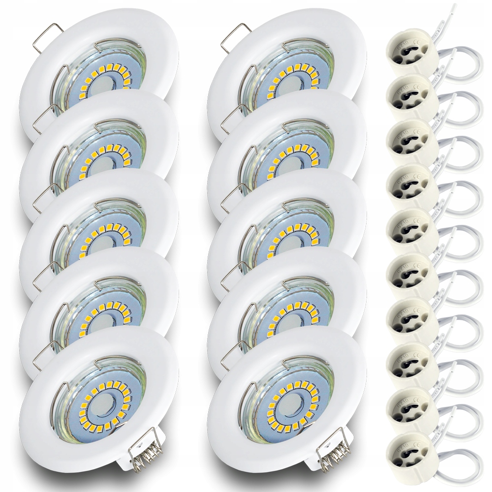 

Zestaw 10x Oczko halogen Biały żar. Led GU10 5W