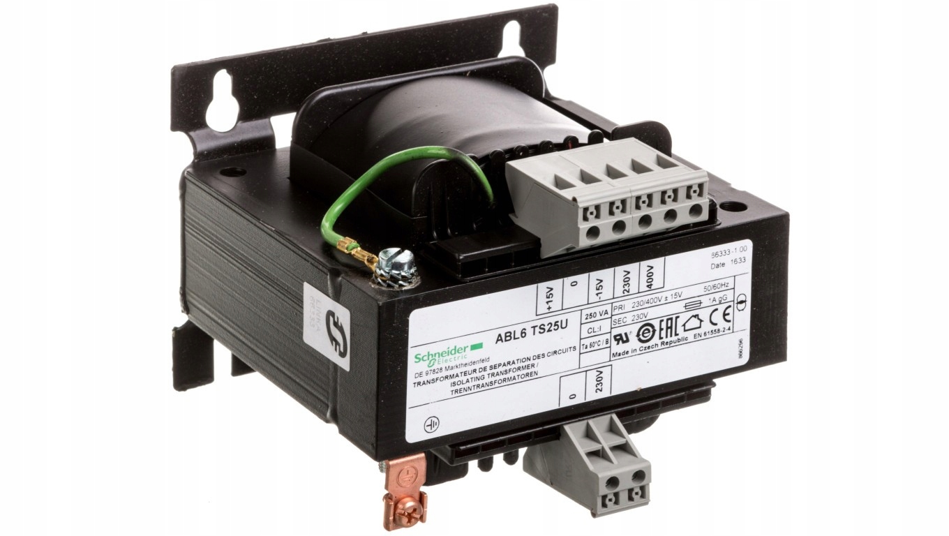 Transformator 250VA 230/400V -> 230V Schneider ABL6TS25U 1-fazowy ABL6TS