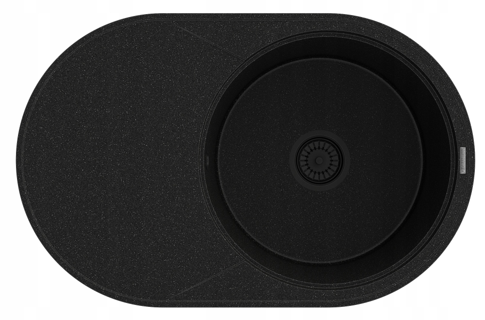 Granitový Drez Savio Okrúhly Kuchynský 1 Komorový, Veľký Odkvapkávač, Sifón Čierny