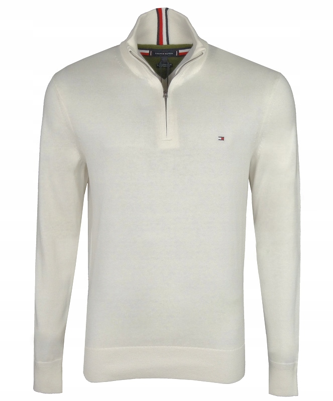 Tommy Hilfiger pánský svetr na zip, s kašmírem, krémová (ecru), XXL