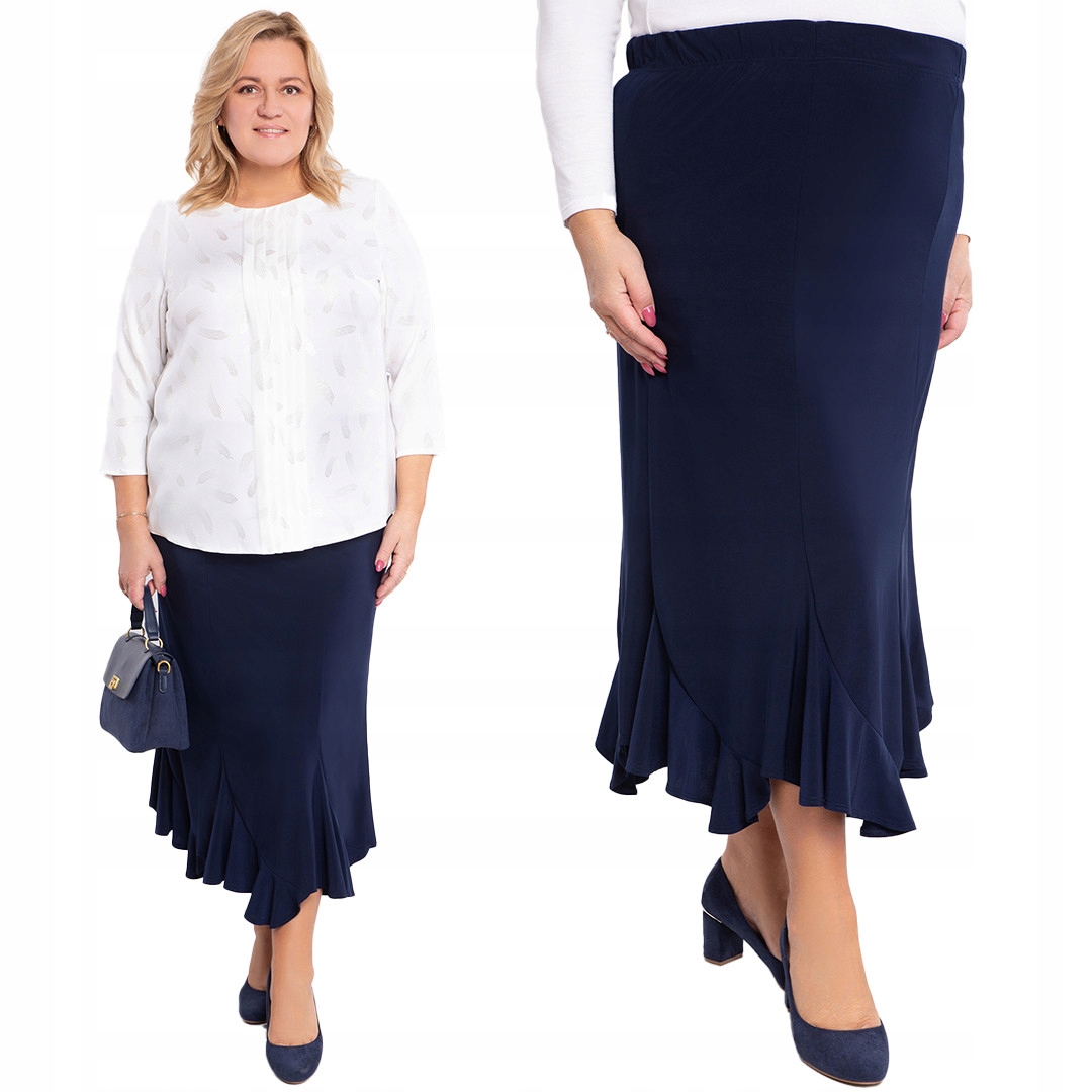Tmavě modrá sukně s volánkem plus size velikost 52/54